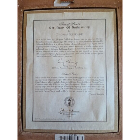 Thomas Kinkade "A Perfect  Red Rose" 10" x 12" Framed Signed Authenticity - Picture 9 of 11